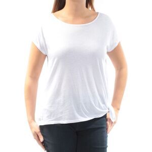 NWT TOMMY HILFIGER Womens White Cap Sleeve Jewel Neck T-Shirt Size: L